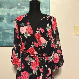 New with tags!! Maurice’s pink and red floral long sleeve dress!